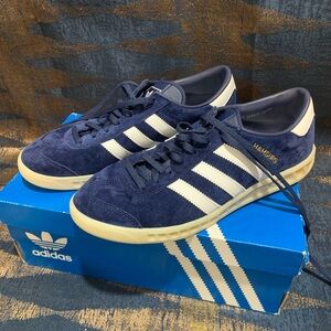 Adidas Blue and White Athletic Shoes with Suede Upper